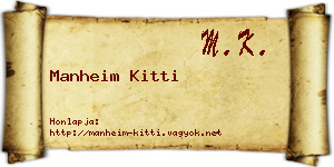 Manheim Kitti névjegykártya